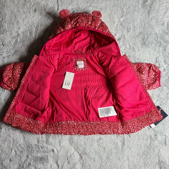 Baby GAP pink floral puffer jacket - Picture 3 of 4